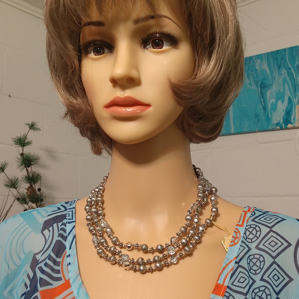 New Vintage Triple Strand Silver Necklace